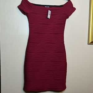 Wet Seal Red Body Con Off Shoulder Dress Size M